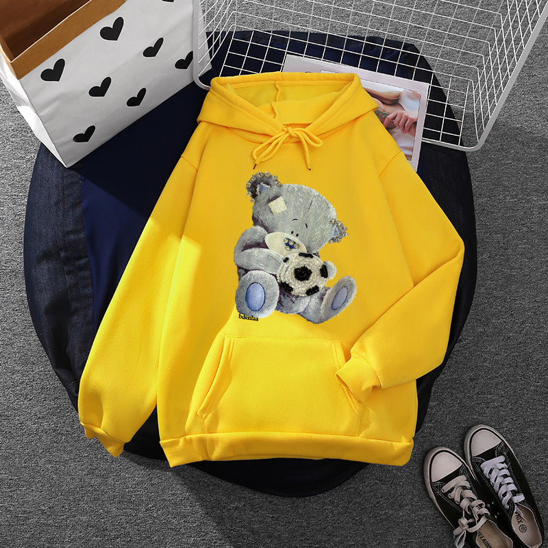 Ladies cozy hoodie with teddy application, soft fleece lining and kangaroo pocket Mune Fashion