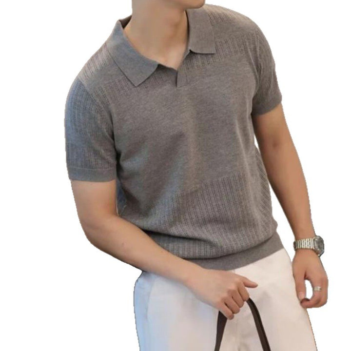 Men's Elegant Polo Shirt with Textured Surface Mune Fashion