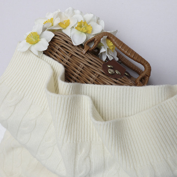 Women's fine cable knit sweater with round neckline and cashmere effect Mune Fashion