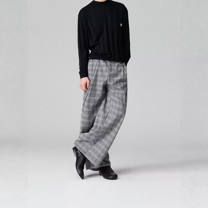 Men's Wide-Cut Checked Carrot Pants Mune Fashion