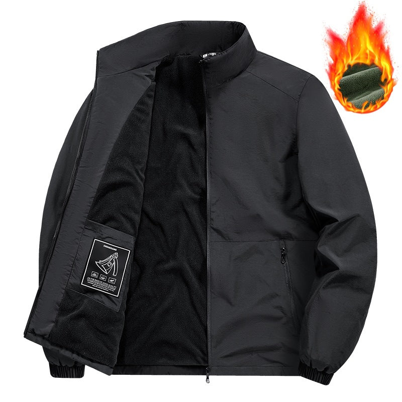 Men's fleece-lined windbreaker with standing collar, thermal lining & concealed zip pockets Mune Fashion