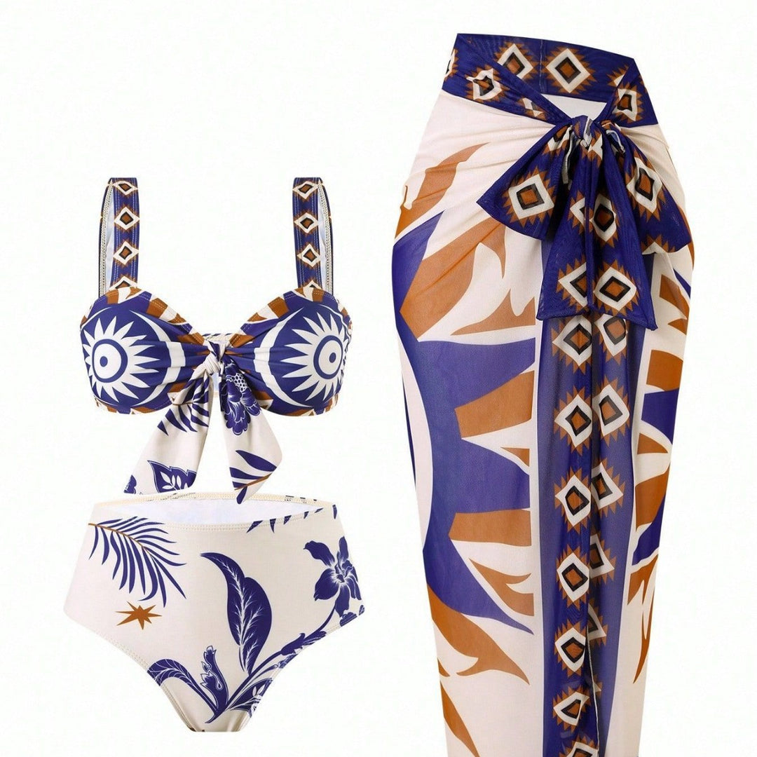 Women Bandeau Bikini Set with elegant overlay Mune Fashion
