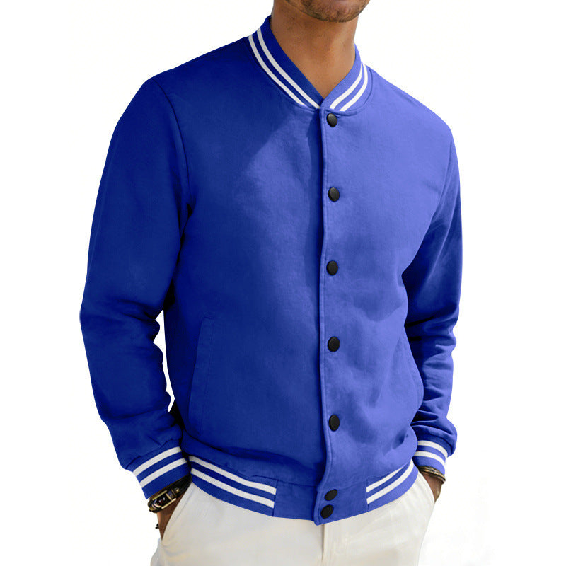 Men's varsity bomber jacket made of sweat with striped ribbed collar Mune Fashion