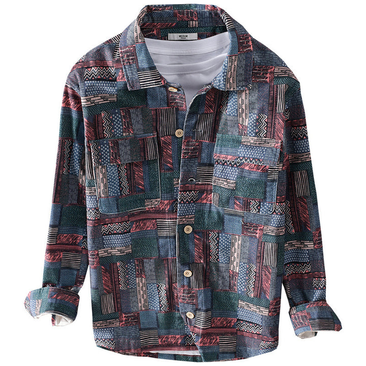 Men's Overshirt in Patchwork Look with Applied Chest Pockets Mune Fashion