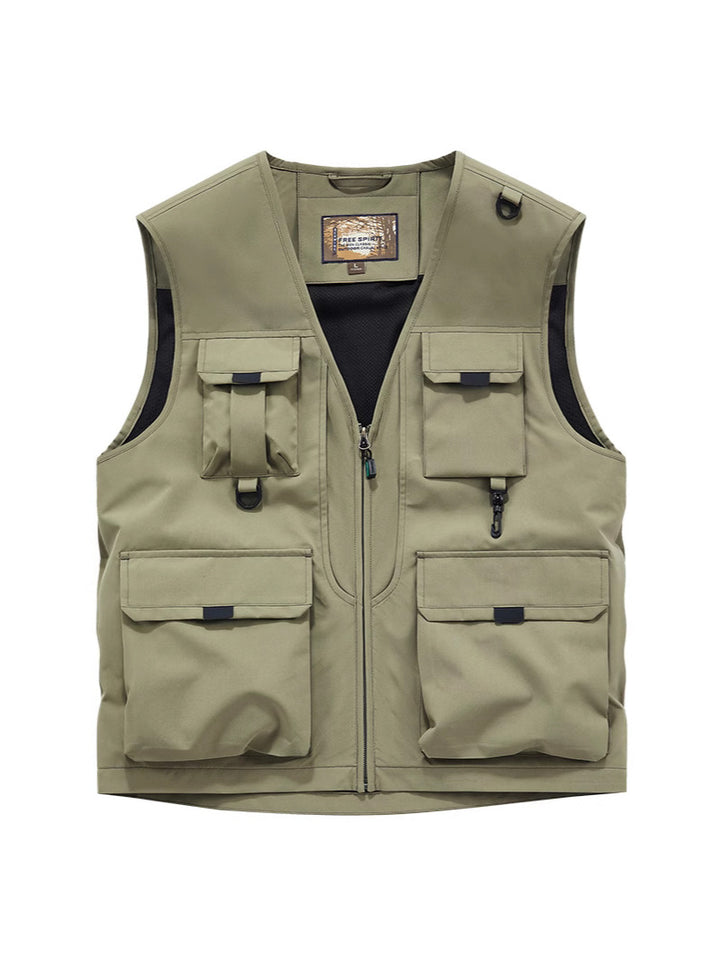 Men's Multifunctional Utility Vest with Multiple Pockets and Durable Zipper Mune Fashion