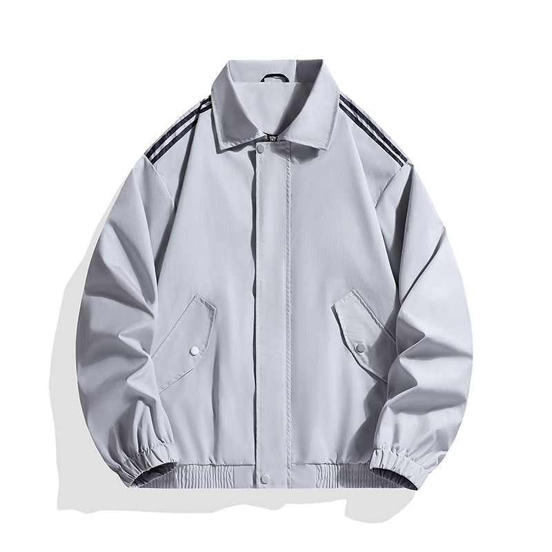 Men's sporty-urban oversize bomber jacket with ribbed hem, snap button placket & shoulder stripes Mune Fashion