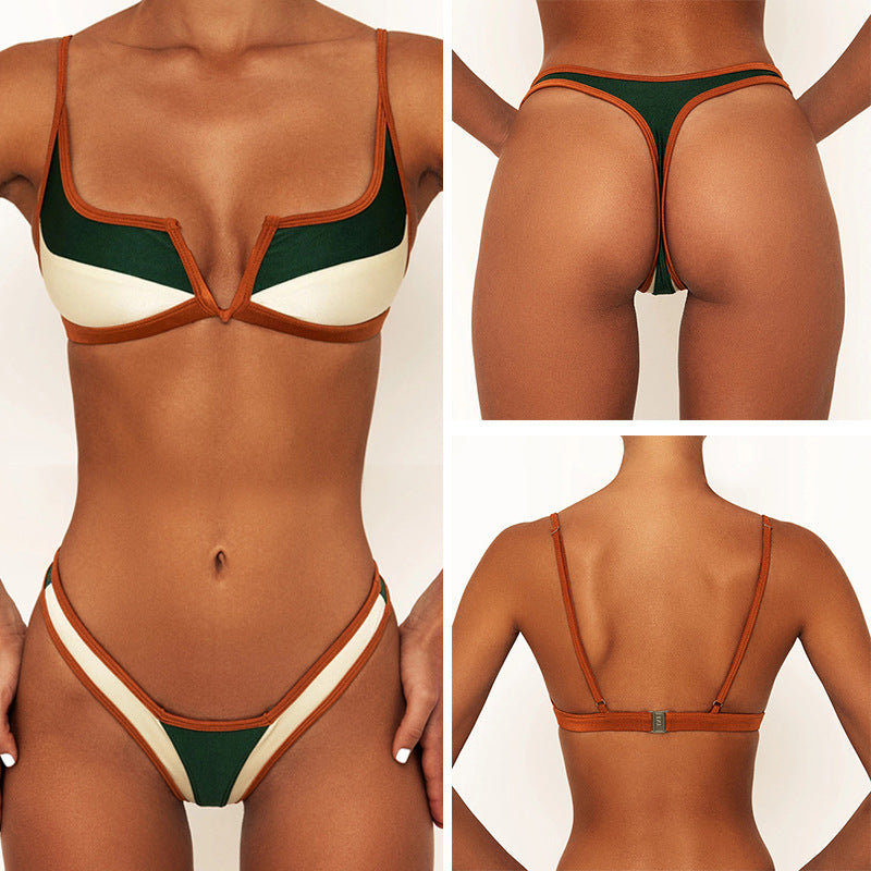 Women's Triangle Bikini with Modern Graphic Elements Mune Fashion