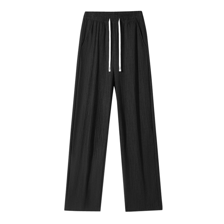 Women's wide linen-look trousers with elastic waistband, drawstring & side pockets Mune Fashion