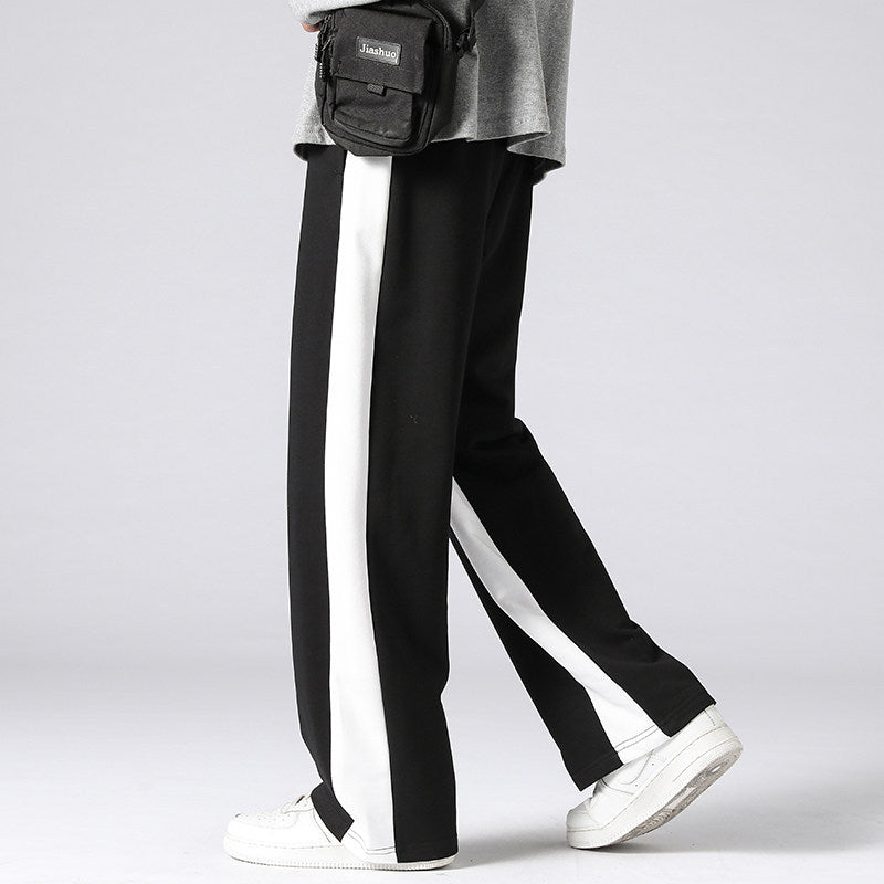 Men's Wide Trackpants with contrast side inserts, elastic waistband & drawstring Mune Fashion
