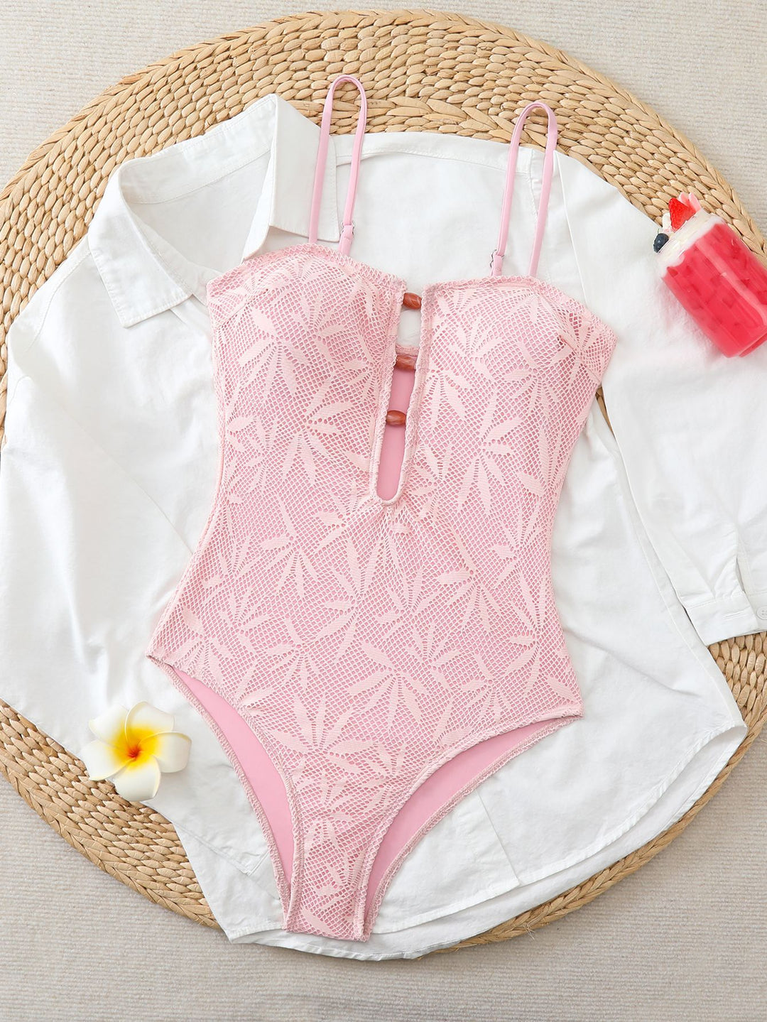 Women’s one-piece swimsuit with trendy mesh pattern Mune Fashion