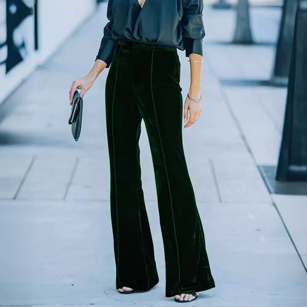 Women Elegant and Soft Velour Pants Mune Fashion