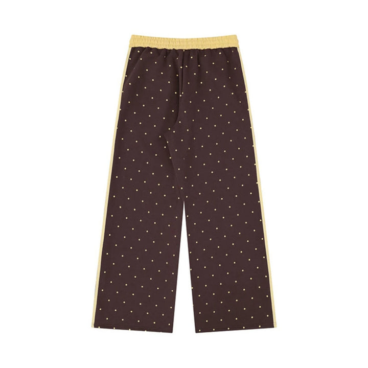 Women's Wide Relaxed Lounge Pants in Palazzo Cut with Comfort Waistband, Drawstring and Side Contrast Stripes Mune Fashion