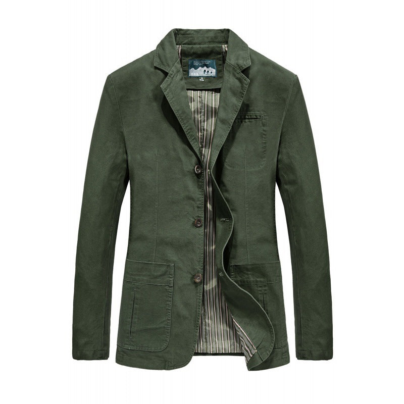 Men's casual cotton twill blazer with patch pockets and striped lining Mune Fashion