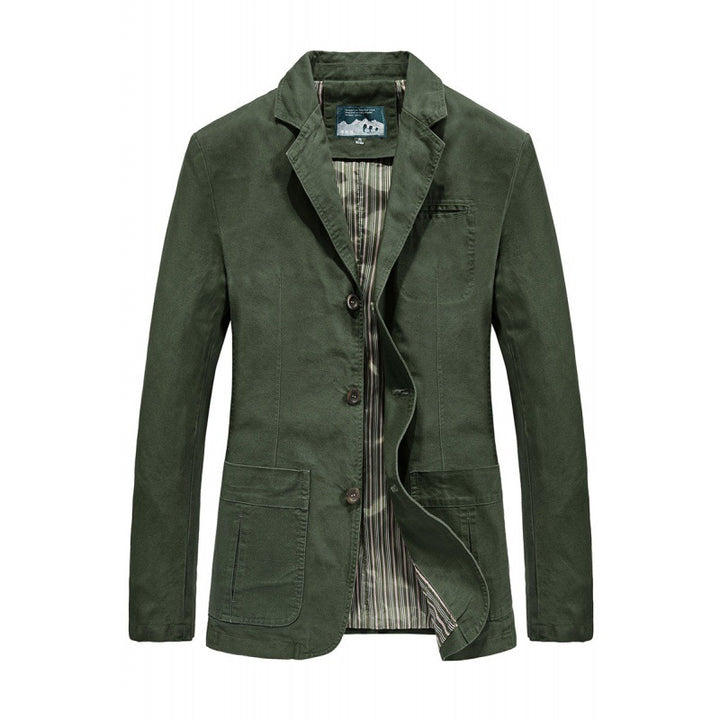 Men's casual cotton twill blazer with patch pockets and striped lining Mune Fashion