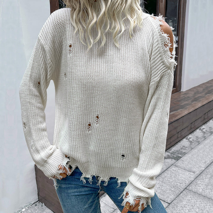Women Casual Oversized Sweater with Hole Details Mune Fashion