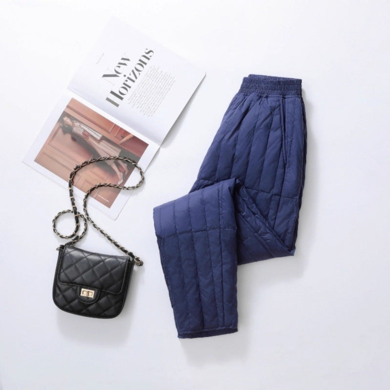 Women's Quilted Thermal Pants with Elastic Waistband and Light Thermal Lining Mune Fashion