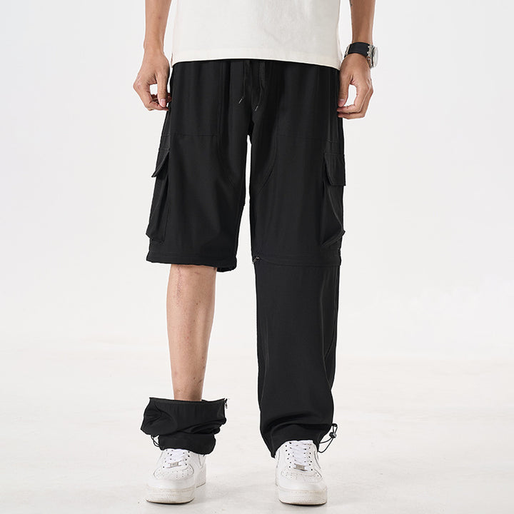 Men's convertible cargo zip pants with removable thighs, oversized flap pockets, and elastic drawstring waistband Mune Fashion