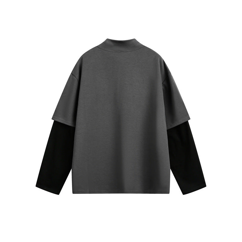 Unisex Oversize Layer Long Sleeve Shirt with Integrated Insert and Stand-Up Collar Mune Fashion