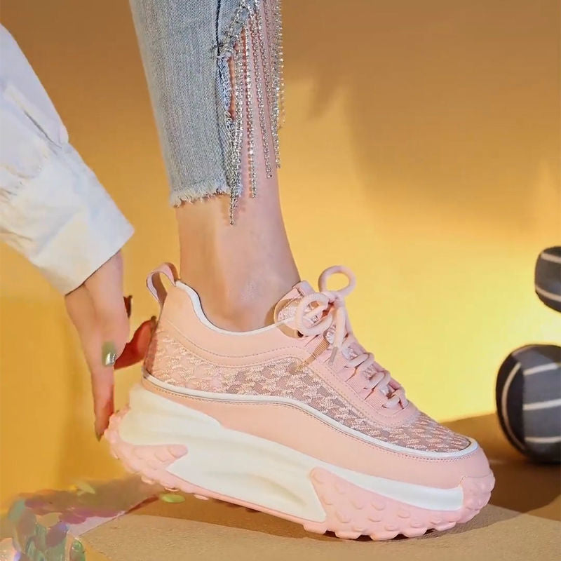 Women Fashionable Chunky Sneakers with Airy Mesh Surface and Reinforced Heel Area Mune Fashion