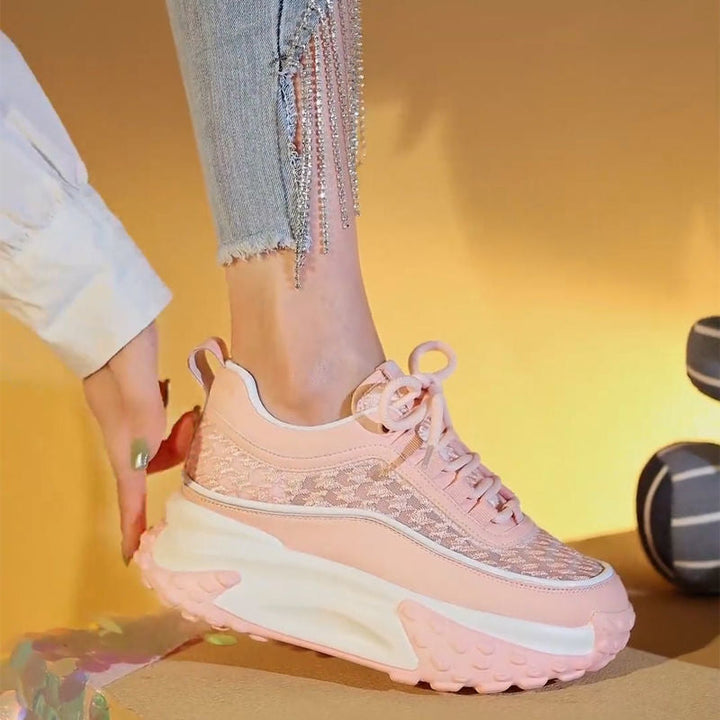 Women Fashionable Chunky Sneakers with Airy Mesh Surface and Reinforced Heel Area Mune Fashion