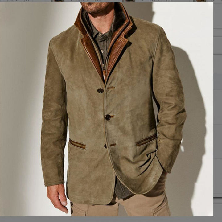 Men's suede blazer with removable leather inner vest Mune Fashion