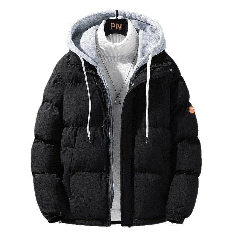Men's padded quilted jacket with two-layer hood, two-way zipper and windproof outer shell Mune Fashion