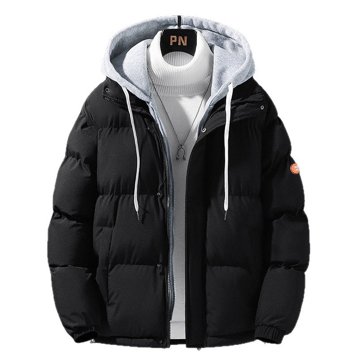 Men's padded quilted jacket with two-layer hood, two-way zipper and windproof outer shell Mune Fashion