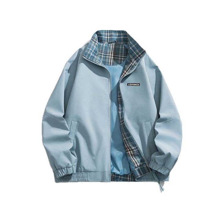 Women's Casual Transition Jacket with Checkered Collar Mune Fashion