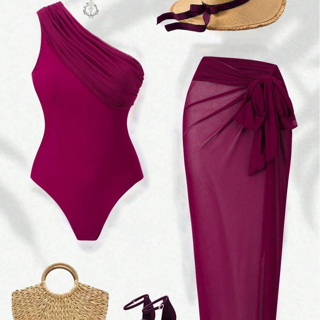 Women's elegant One-Shoulder swimsuit set Mune Fashion