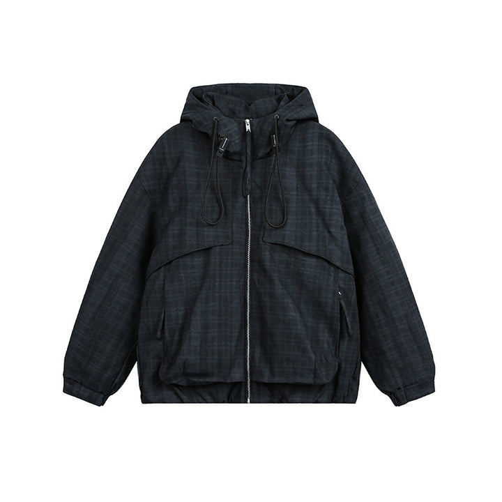 Unisex Oversize Utility Hoodie with checkered pattern and drawstring Mune Fashion