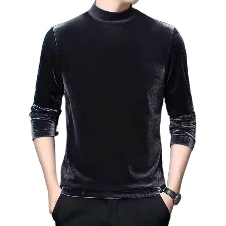 Men's Fine Velvet Half-Roll Neck Sweater Slim-Fit Mune Fashion