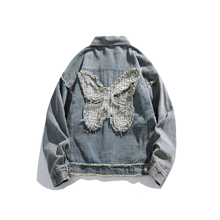 Unisex Oversize Denim Jacket with Fringe Finishes and Utility Pockets Mune Fashion