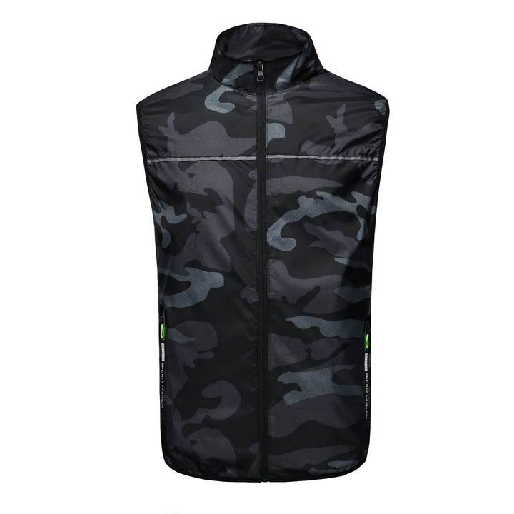Unisex nan ultra-light windproof running vest with stand-up collar and reflective piping Mune Fashion