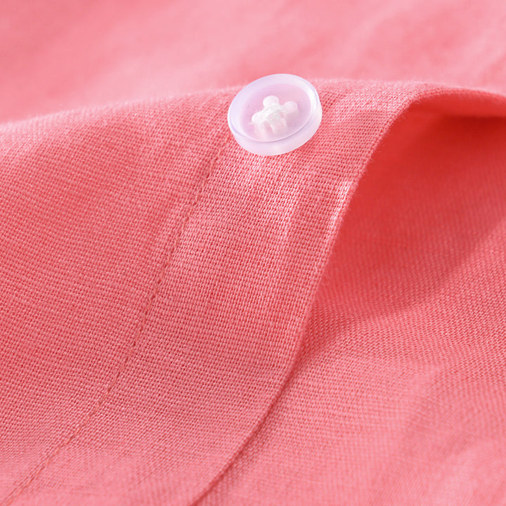 Men's Linen Blend Layering Overshirt with Kent Collar, Rounded Hem and Soft-Touch Mune Fashion