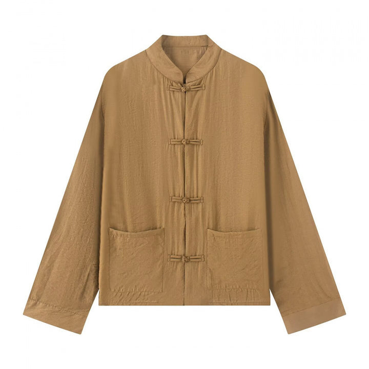 Unisex Lightweight Cotton Tunic with Stand-Up Collar and Traditional Frog Button Closure Mune Fashion