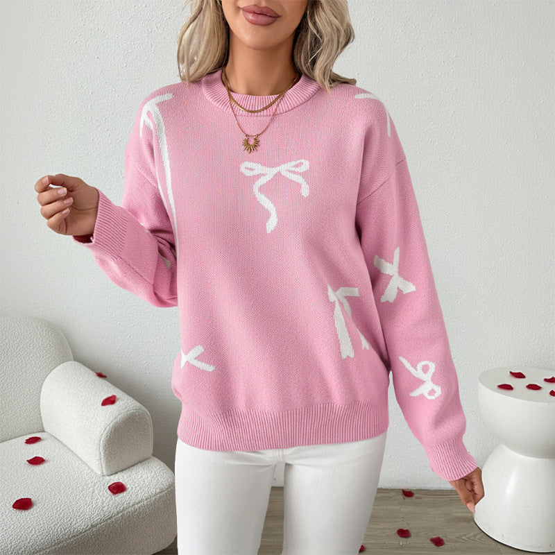 Women's Fashionable Sweater with Playful Bow Design Mune Fashion