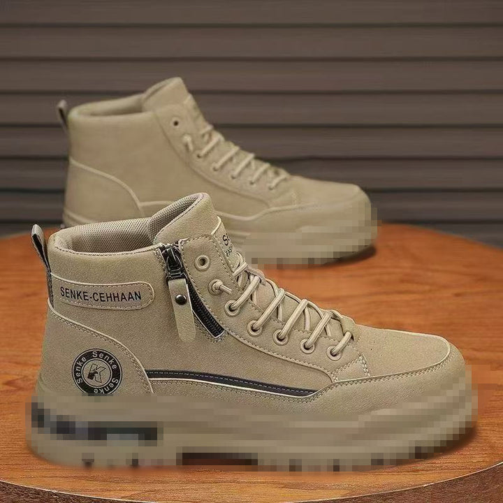Men's ankle-high sneaker boots made of suede with zipper and patterned rubber sole Mune Fashion