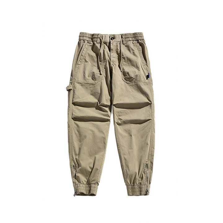 Men's Tapered Utility Cargo Pants in Jogger Style with Elastic Comfort Waistband, Patch Pockets and Ankle Zipper Mune Fashion