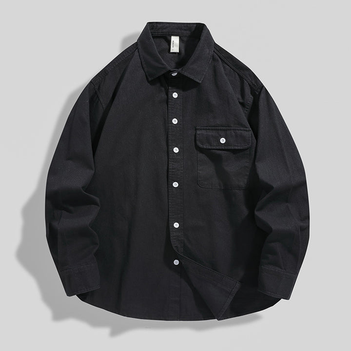 Men's Classic Cotton Oxford Shirt with Patch Pocket and Slightly Rounded Hem Mune Fashion