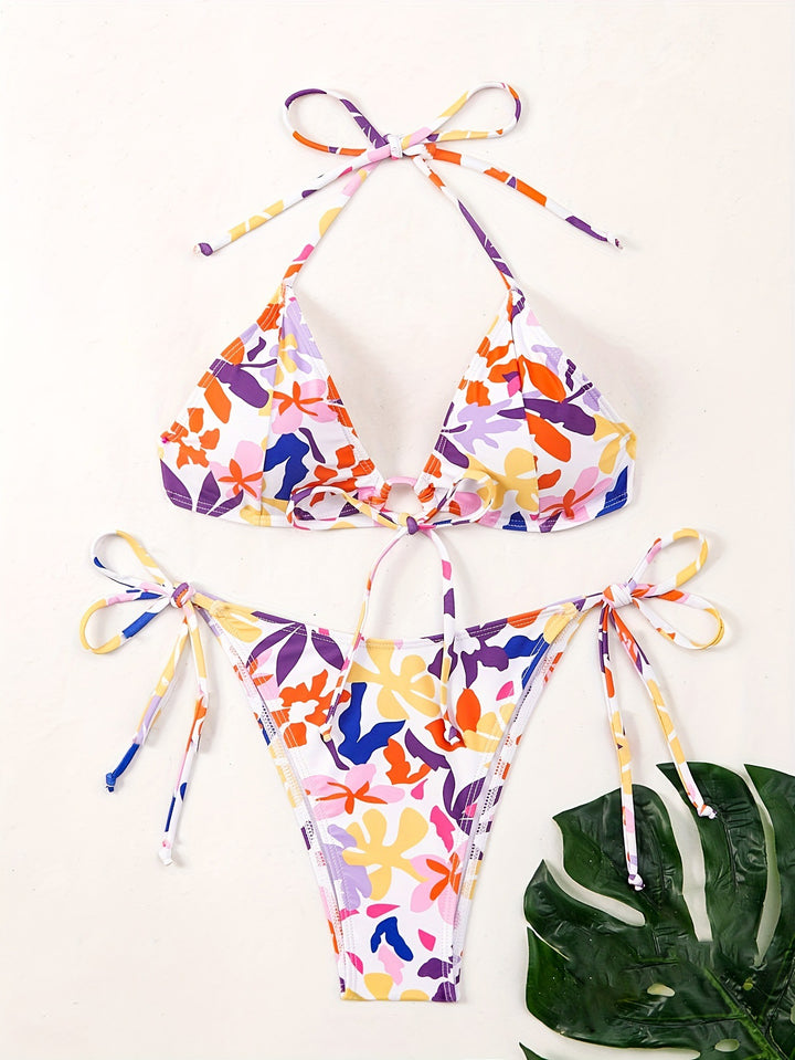Ladies Triangle Bikini with adjustable straps and cheerful floral pattern Mune Fashion