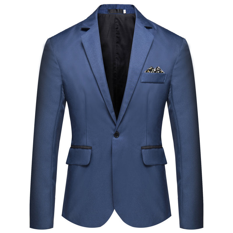 Men's Slim-Fit Tuxedo Jacket with Single-Button Closure and Contrast Flap Pockets Mune Fashion