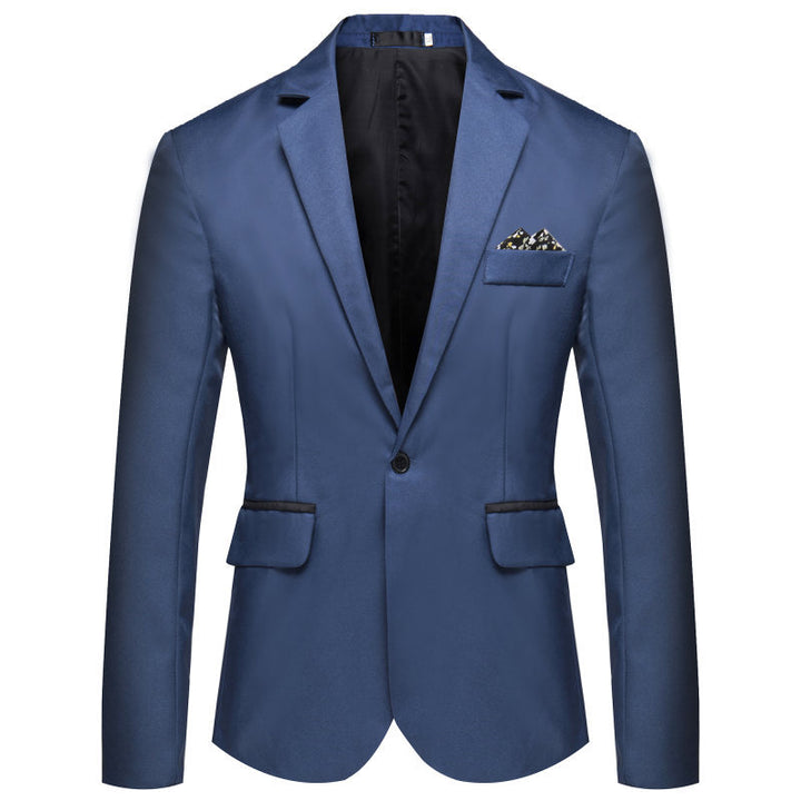 Men's Slim-Fit Tuxedo Jacket with Single-Button Closure and Contrast Flap Pockets Mune Fashion