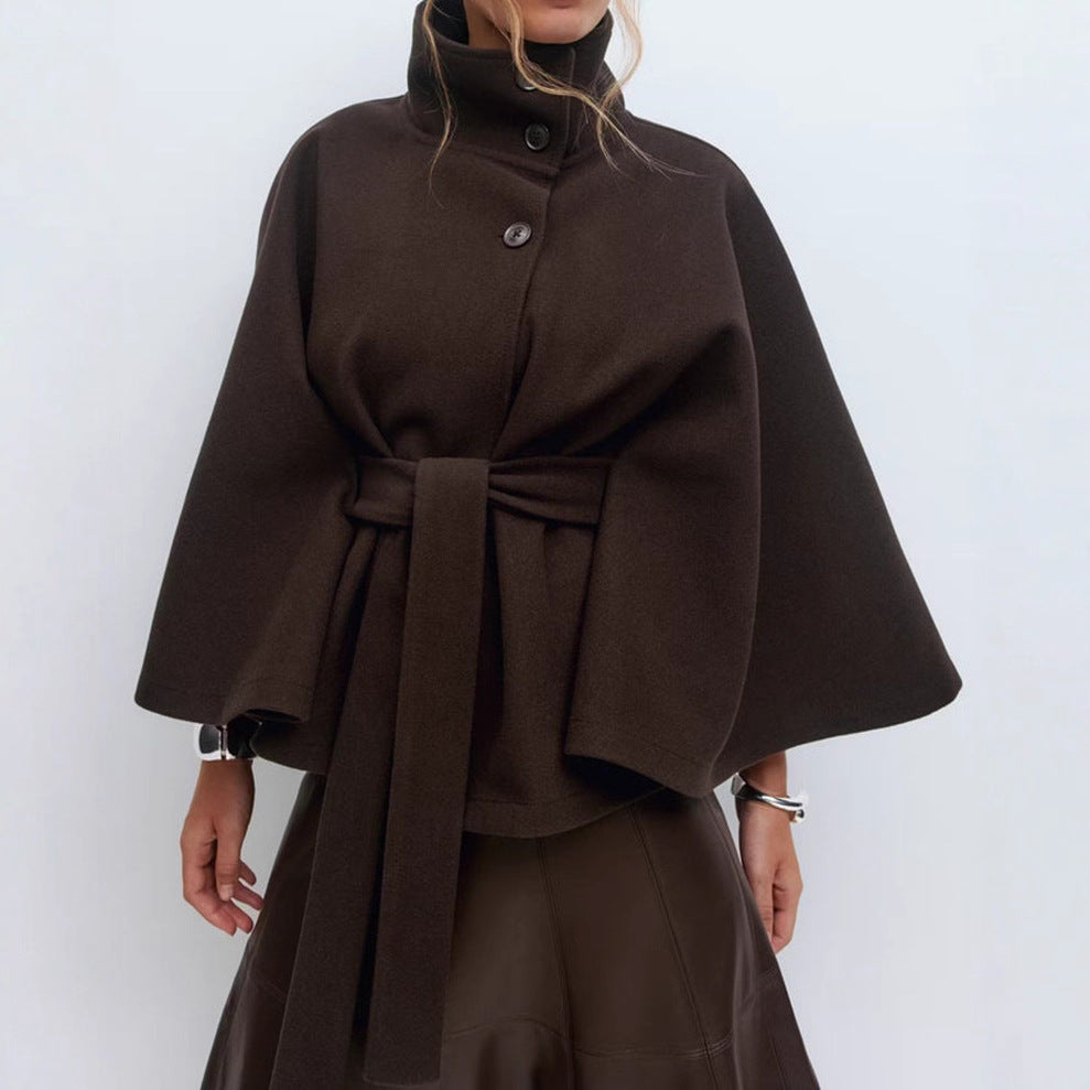 Women’S Wrap Jacket with Elegant Stand-Up Collar and Wide-Cut Sleeves Mune