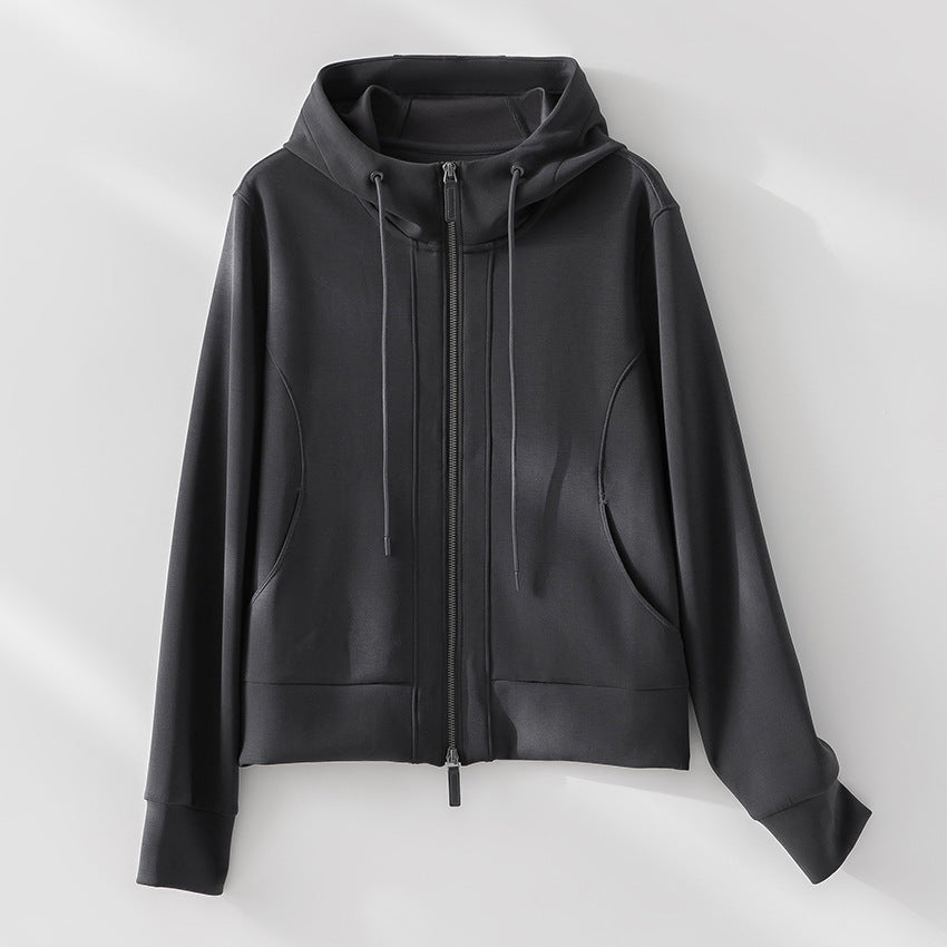 Women's Lightweight Hooded Jacket made of fine terry with tailored silhouette and two-way zipper Mune Fashion