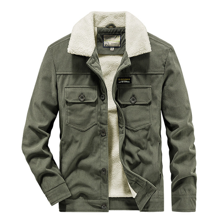Men's cord trucker jacket with snap button placket and chest pockets Mune Fashion