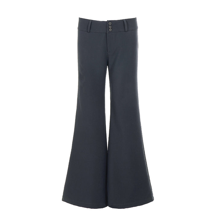 Women's high-waisted flared pants with wide bell-bottoms and decorative button placket Mune Fashion