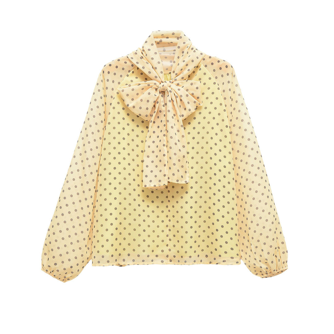 Women Chiffon blouse with bow collar and balloon sleeves Mune Fashion