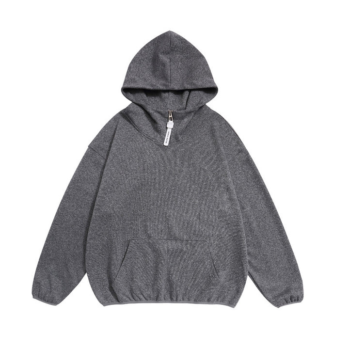 Unisex Cozy Oversized Hoodie with Elastic Hem and Half Zipper Mune Fashion