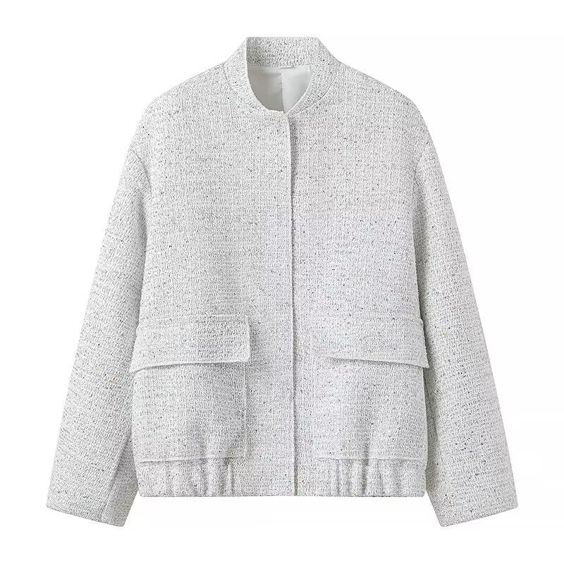 Women's embellished bouclé bomber jacket with sequins and rhinestones Mune Fashion