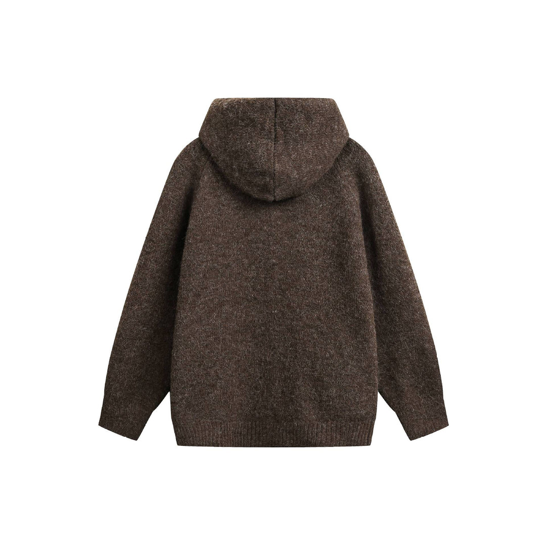 Women's Wool Blend Cape Cardigan with Hood, Button Placket and Raglan Sleeves Mune Fashion